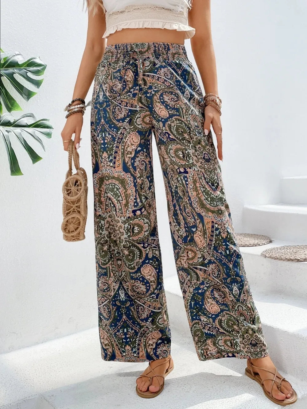Printed Wide Leg Pants - Premium Women Pants from Trendsi - Just $27.99! Shop now at Handbags Specialist Headquarter