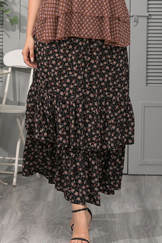 Plus Size Ditsy Floral Layered Maxi Skirt - Premium  from Trendsi - Just $36.99! Shop now at Handbags Specialist Headquarter