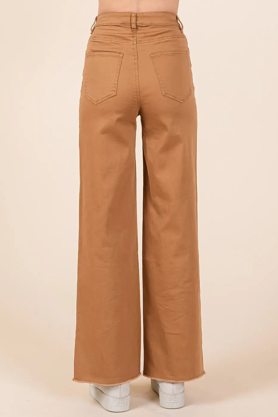 Mittoshop Twill High Waisted Button Fly Wide Leg Pants - Premium Women Pants from Trendsi - Just $56.99! Shop now at Handbags Specialist Headquarter