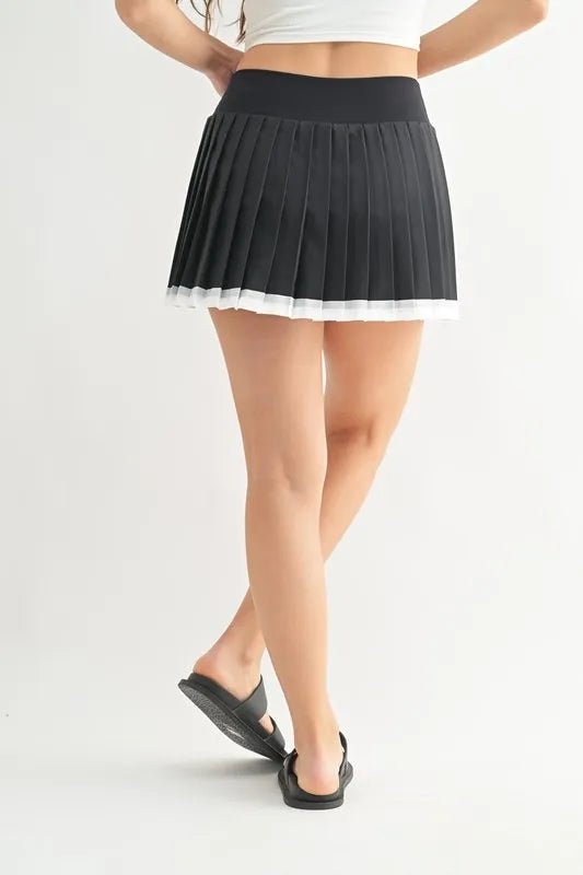 MONO B Court Charm Pleated Skort - Premium Skirts from Trendsi - Just $38.99! Shop now at Handbags Specialist Headquarter