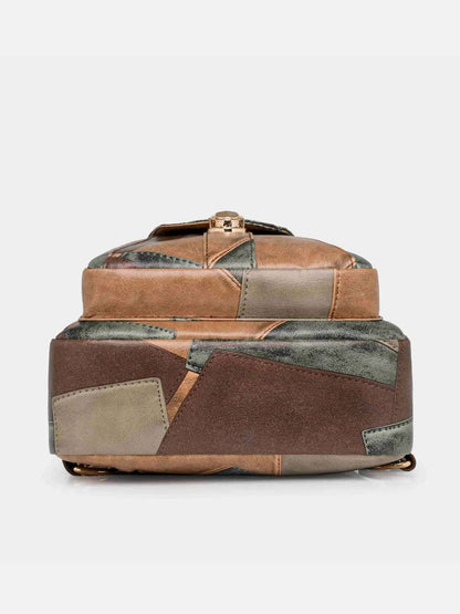 PU Leather Color Block Crossbody Bag - Premium Crossbody Bag from Trendsi - Just $29.99! Shop now at Handbags Specialist Headquarter