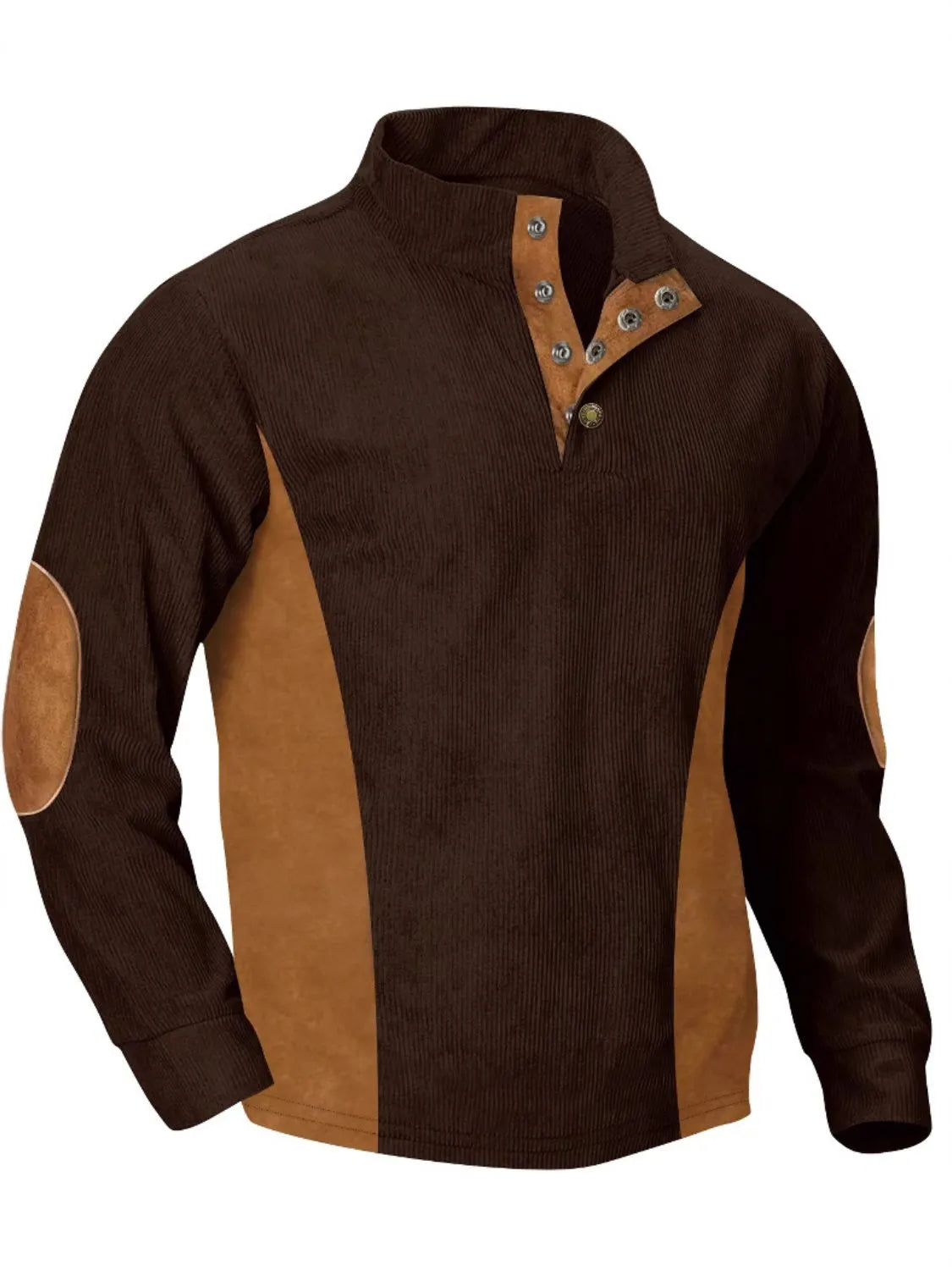 Men's Full Size Contrast Quarter Snap Long Sleeve Top Plus Size - Premium Men's Sweatshirts from Trendsi - Just $26.72! Shop now at Handbags Specialist Headquarter