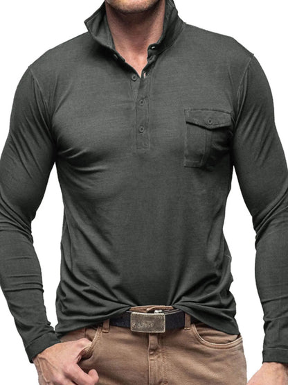 Men's Basic style Collared Neck Long Sleeve Polo - Premium Men's Polo shirt from Trendsi - Just $41.99! Shop now at Handbags Specialist Headquarter