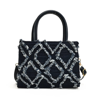 Diamond Pattern Fringe Edge Tote Bag - Premium Tote Bag from Trendsi - Just $39.99! Shop now at Handbags Specialist Headquarter