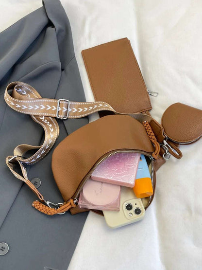 PU Leather Adjustable Strap Crossbody Bag with Coin Purse - Premium Crossbody Bag from Trendsi - Just $27.99! Shop now at Handbags Specialist Headquarter