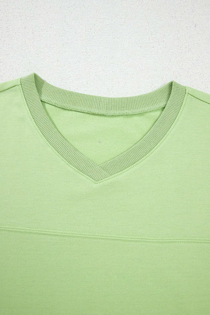 Loose V Neck Half Sleeve Tee and Drawstring Shorts Plus Size.