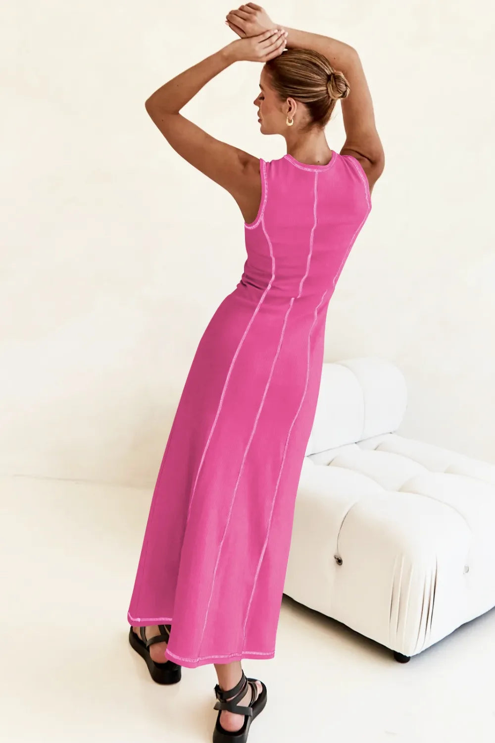 Contrast Stitching Maxi Tank Dress - Premium Maxi Dress from Trendsi - Just $32.99! Shop now at Handbags Specialist Headquarter