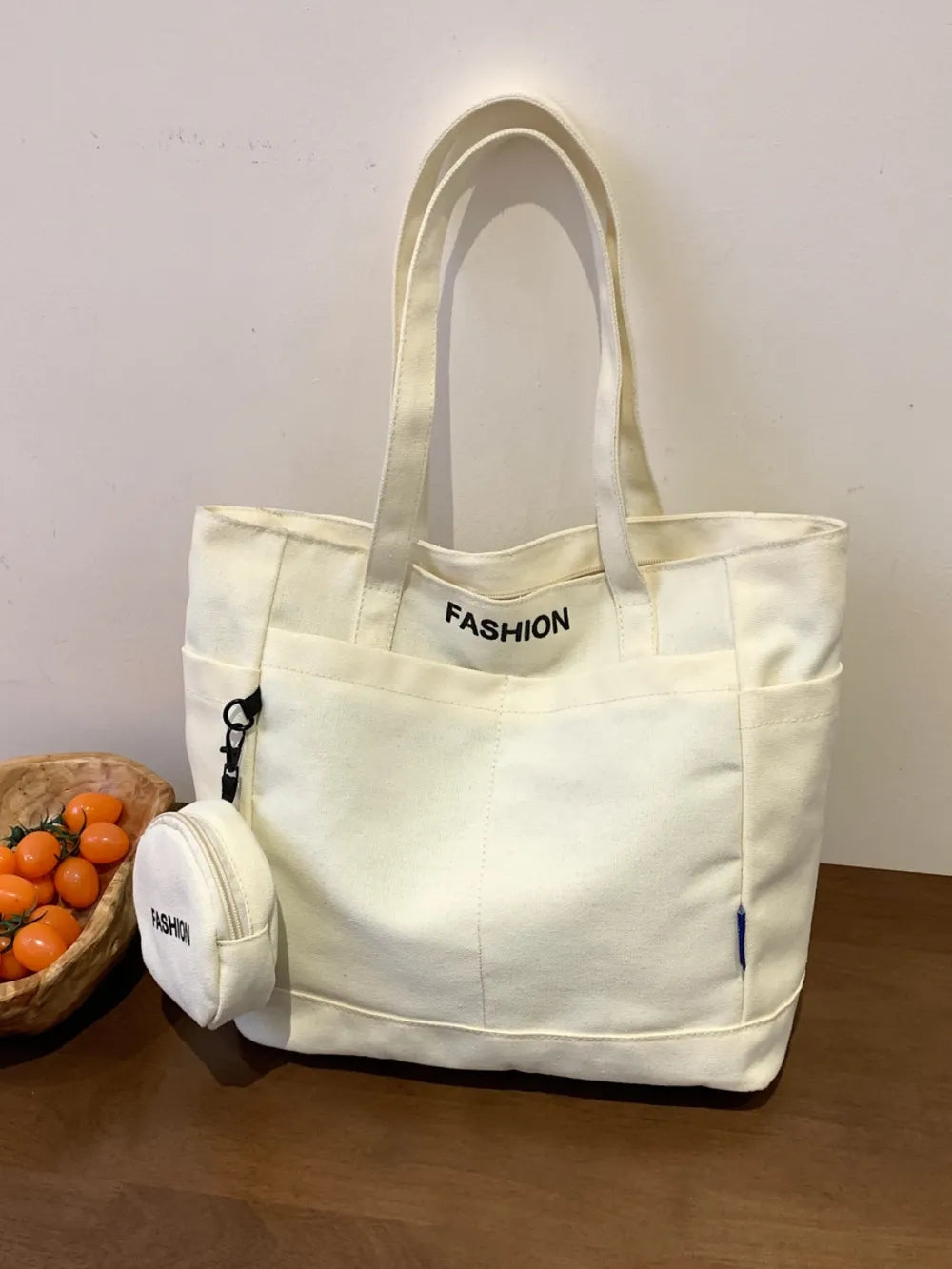 Canvas Tote Bag with Pouch - Premium Tote Bag from Trendsi - Just $39.99! Shop now at Handbags Specialist Headquarter