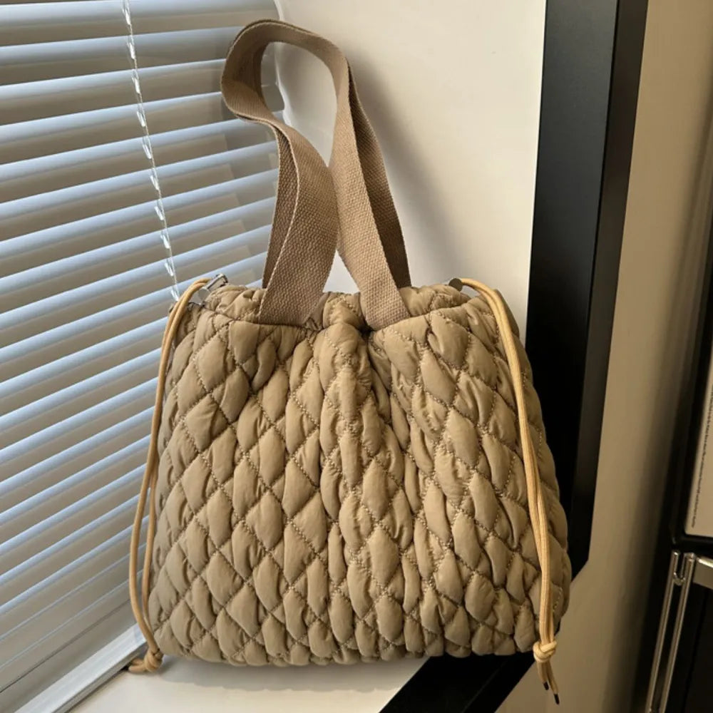 Drawstring Bubble Texture Tote Bag - Premium Tote Bag from Trendsi - Just $39.99! Shop now at Handbags Specialist Headquarter