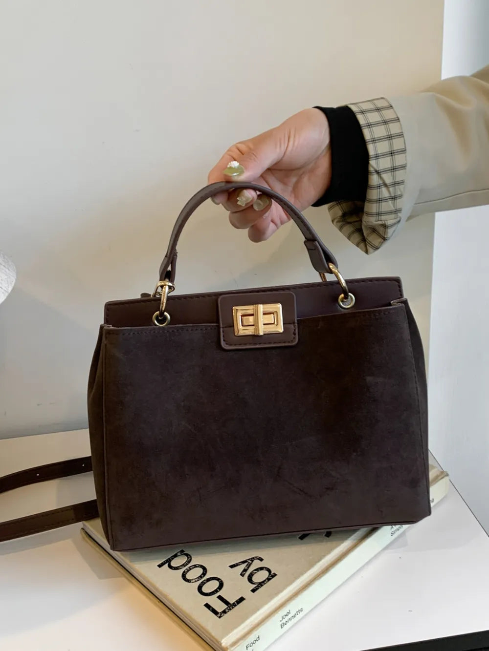 Solid Color Handbag with Removable Strap - Premium handbags from Trendsi - Just $33.99! Shop now at Handbags Specialist Headquarter