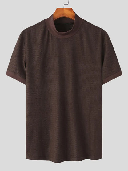 Men's Full Size Mock Neck Short Sleeve T-Shirt Plus Size - Premium Men's Shirts from Trendsi - Just $29.54! Shop now at Handbags Specialist Headquarter