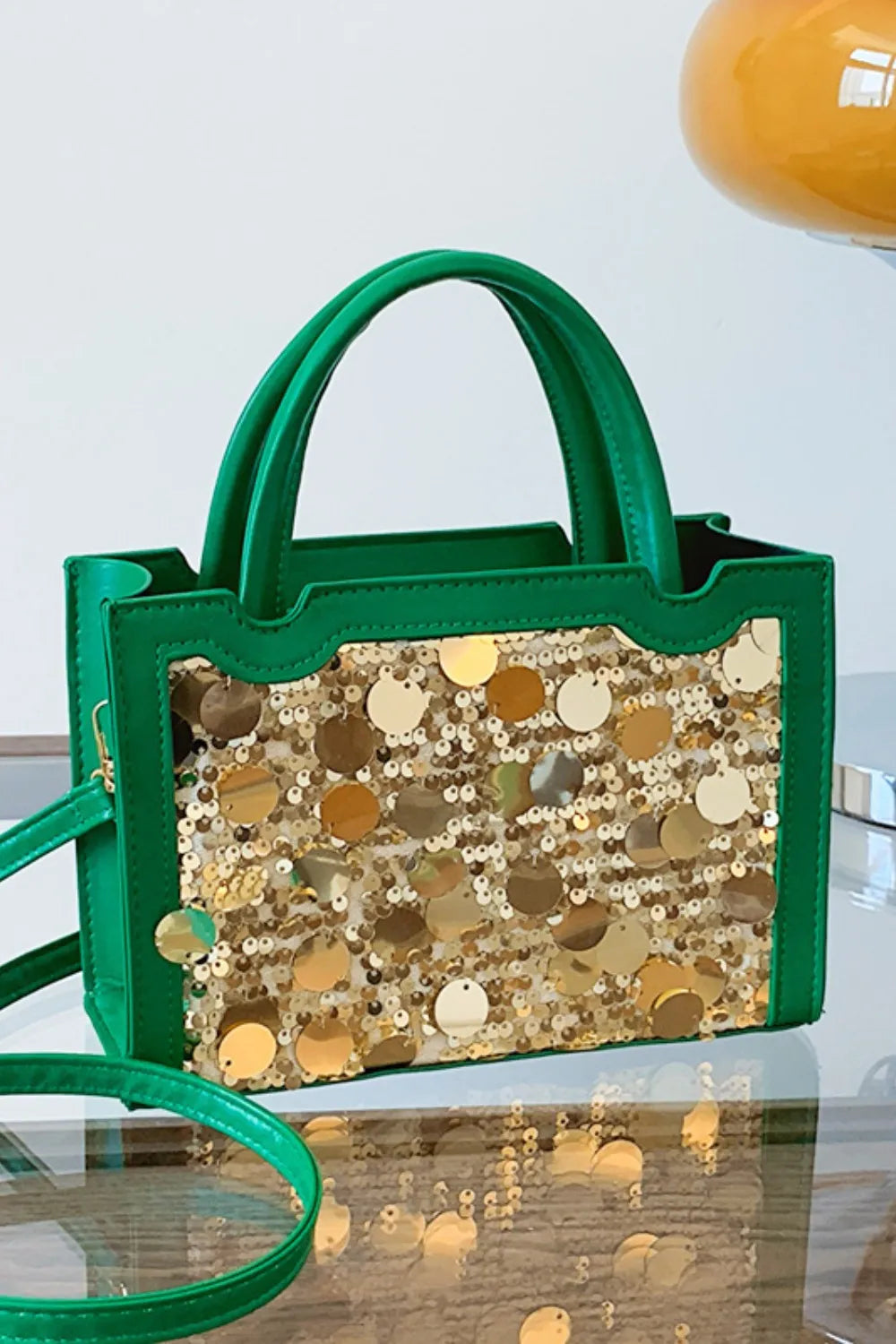 PU Leather Sequin Handbag - Premium handbags from Trendsi - Just $29.99! Shop now at Handbags Specialist Headquarter