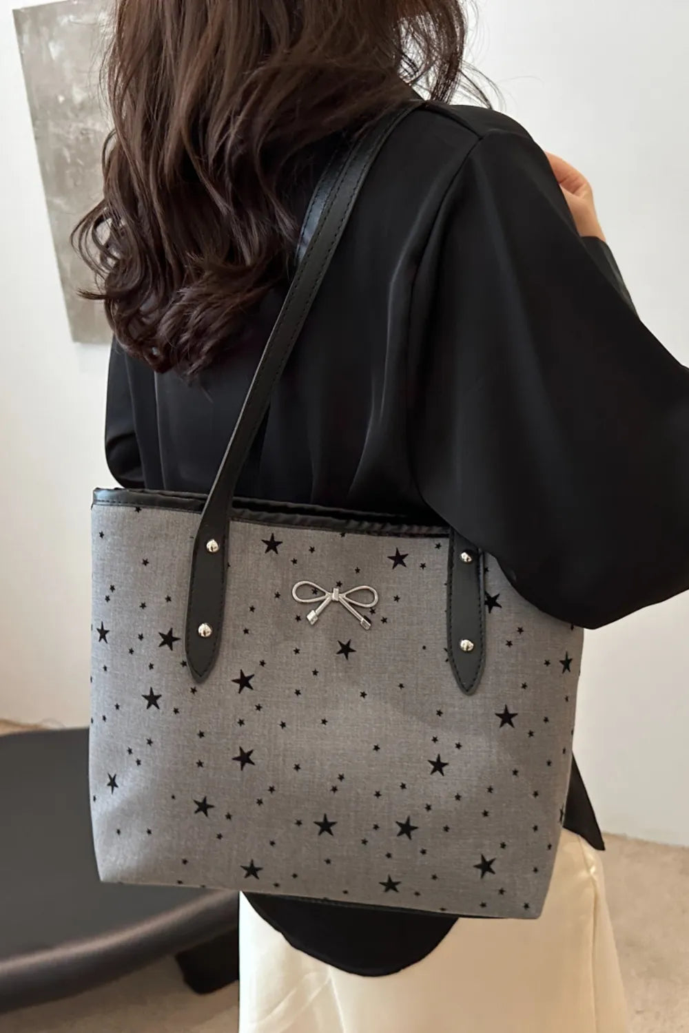 Bow Trim Polyester Tote Bag - Premium Tote Bag from Trendsi - Just $39.99! Shop now at Handbags Specialist Headquarter