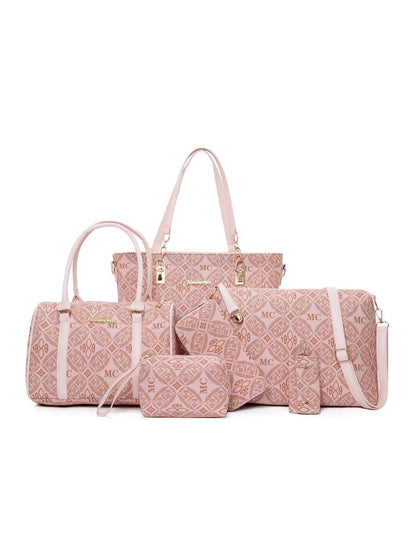 6-Piece Geometric Pattern Bag Set - Premium Wallet from Trendsi - Just $71.99! Shop now at Handbags Specialist Headquarter
