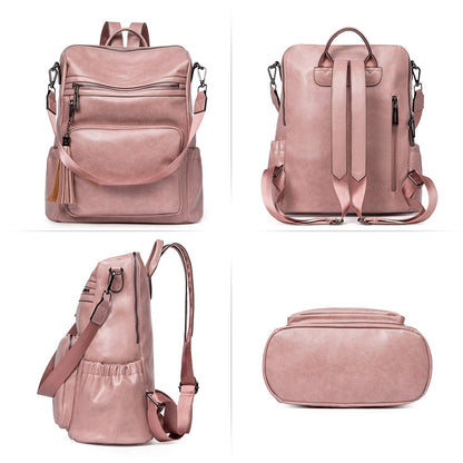 DUO-TONE Luxe Women's Leather Travel Backpack