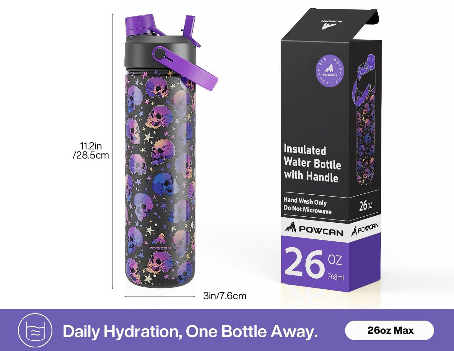 ChillKnight 26oz: Dual-Lid Leak-Proof Bottle