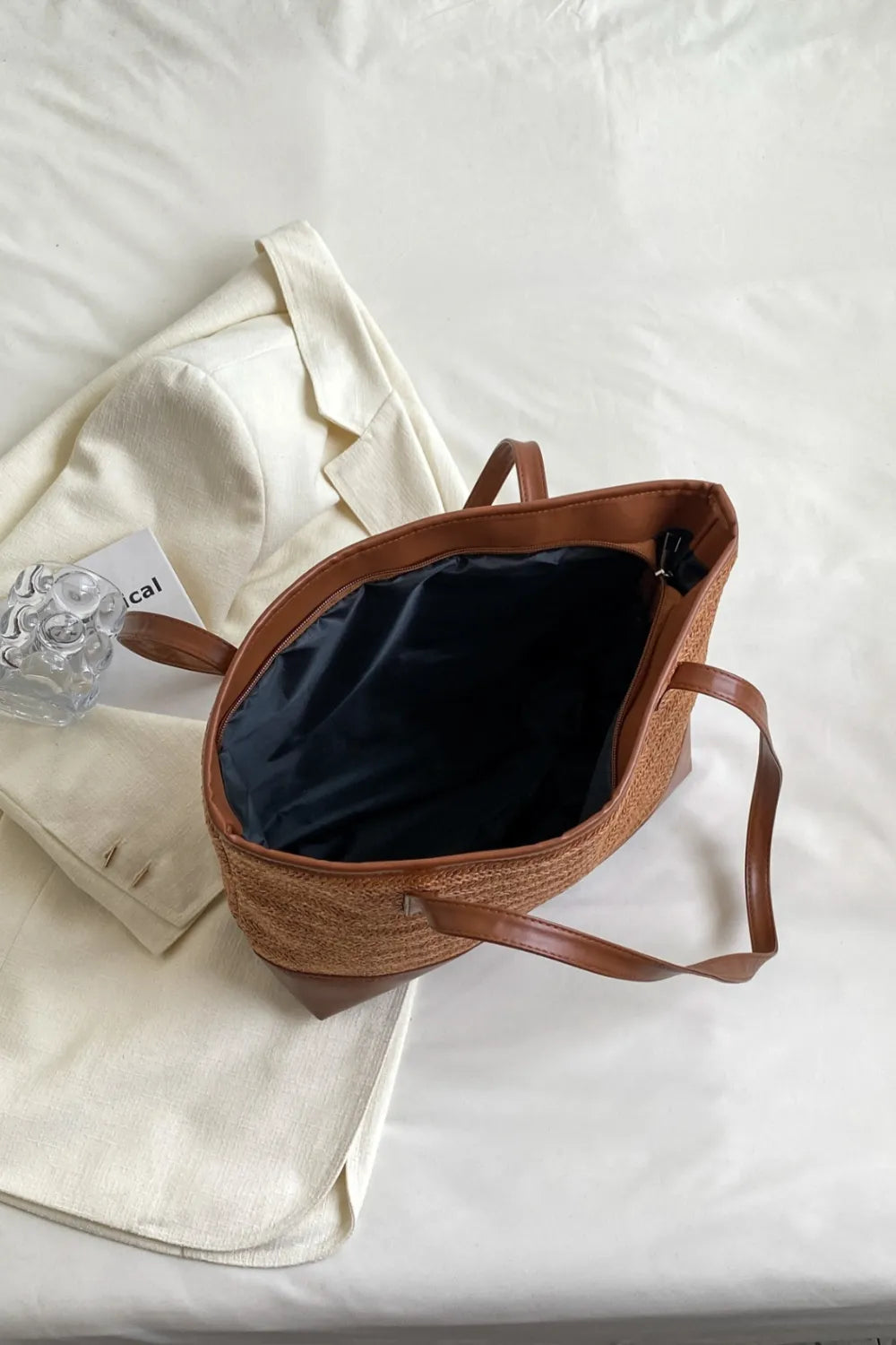 PU Leather Straps Large Tote Bag - Premium Tote Bag from Trendsi - Just $39.99! Shop now at Handbags Specialist Headquarter