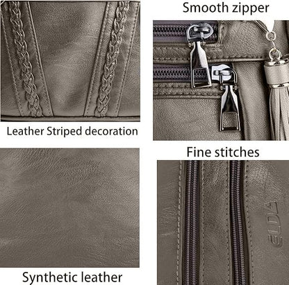 ELDA Chic Crossbody: Soft PU Leather Multi-Pocket Bag