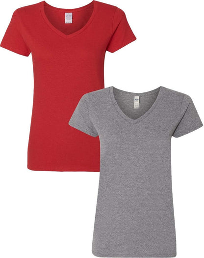 Gildan V-Neck Cotton Tee Duo for Women