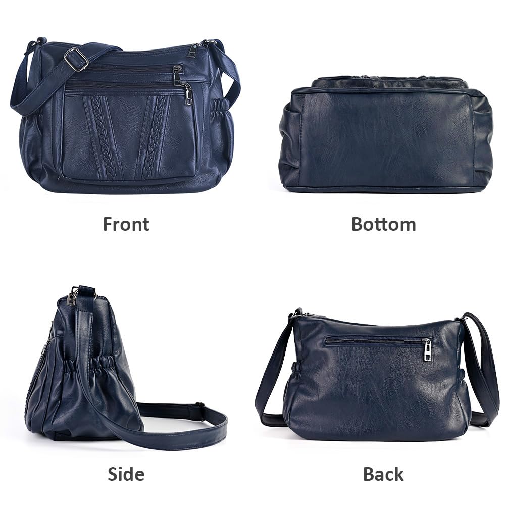 ELDA Chic Crossbody: Soft PU Leather Multi-Pocket Bag