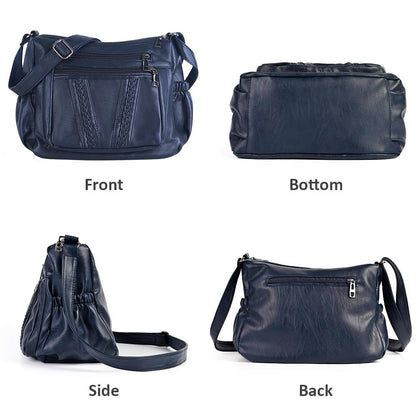 ELDA Chic Crossbody: Soft PU Leather Multi-Pocket Bag
