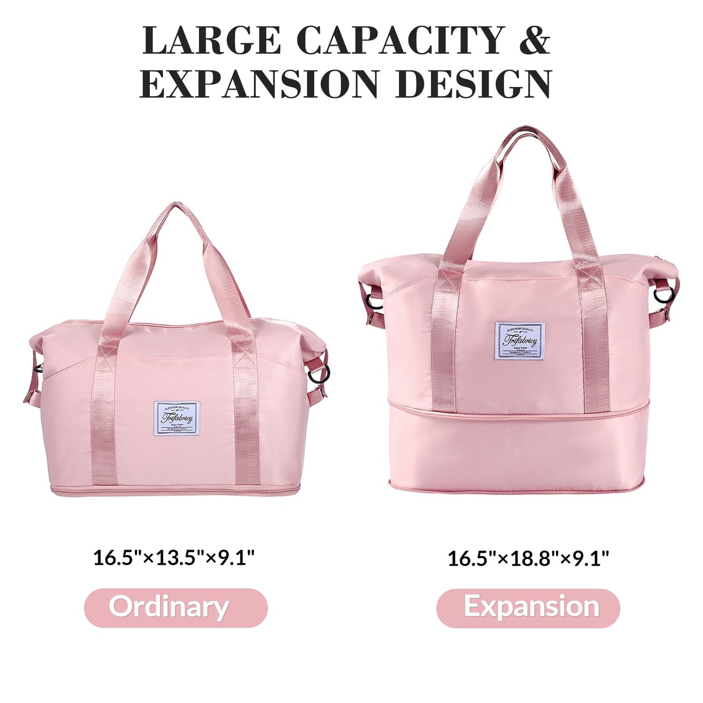 Pink Expandable Travel Duffel with Wet Pocket