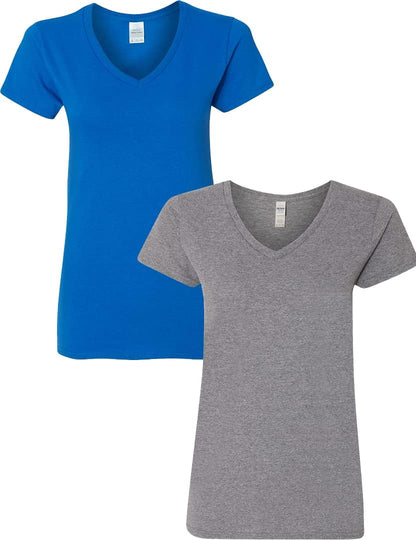 Gildan V-Neck Cotton Tee Duo for Women