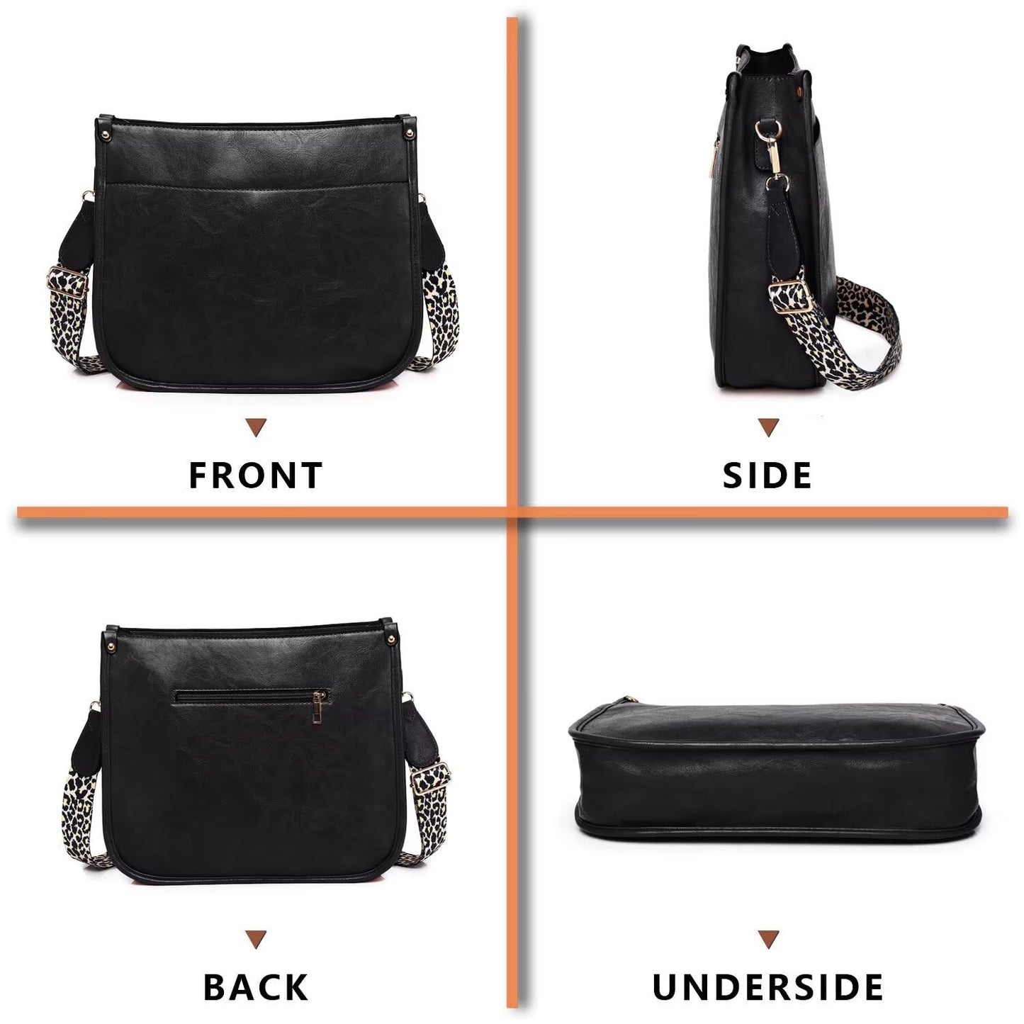 AUYOCO Chic Vegan Leather Crossbody Bag with Strap