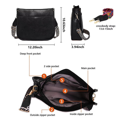 AUYOCO Chic Vegan Leather Crossbody Bag with Strap