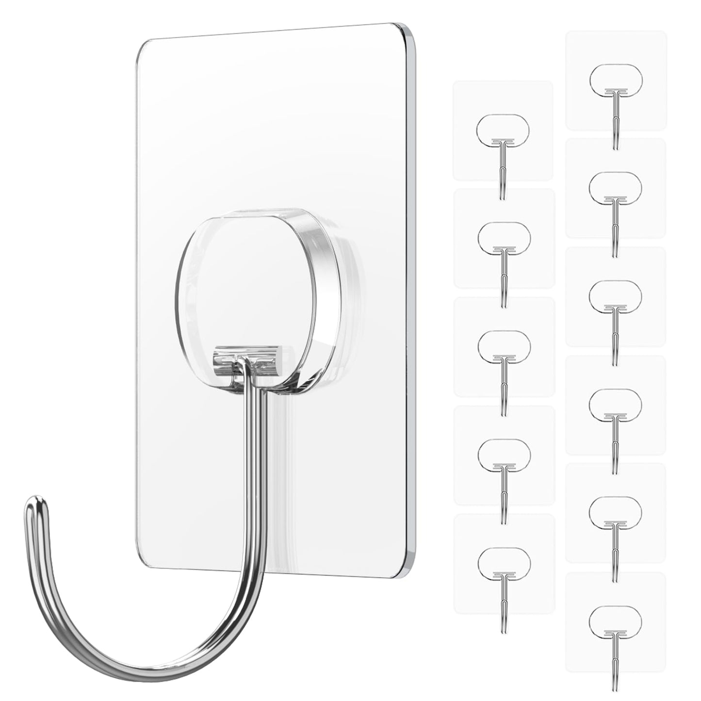 Heavy Duty Transparent Wall Hooks - 8 Pack