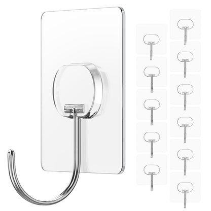 Heavy Duty Transparent Wall Hooks - 8 Pack