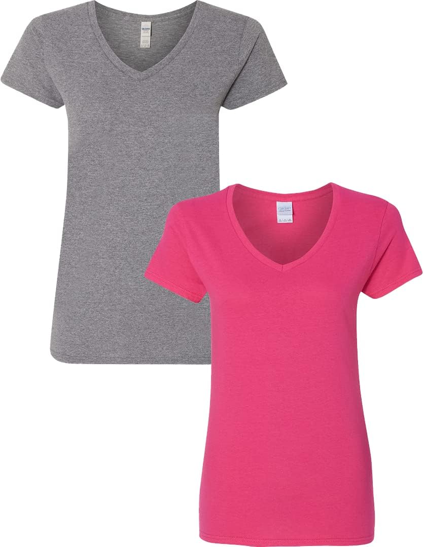 Gildan V-Neck Cotton Tee Duo for Women