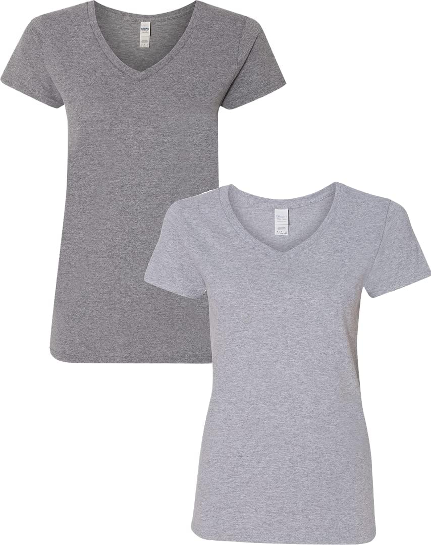 Gildan V-Neck Cotton Tee Duo for Women