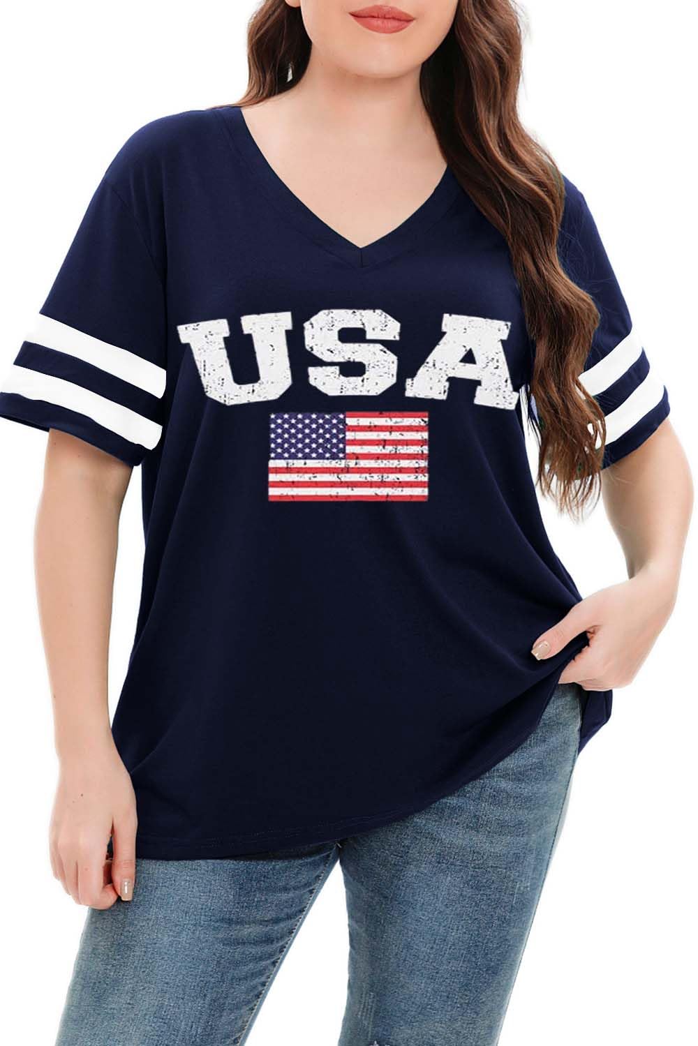 Summer V-Neck Plus Tunic Tee for Women 1X-5X