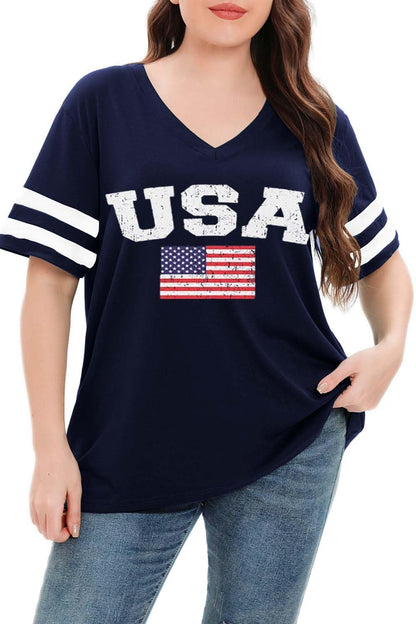 Summer V-Neck Plus Tunic Tee for Women 1X-5X