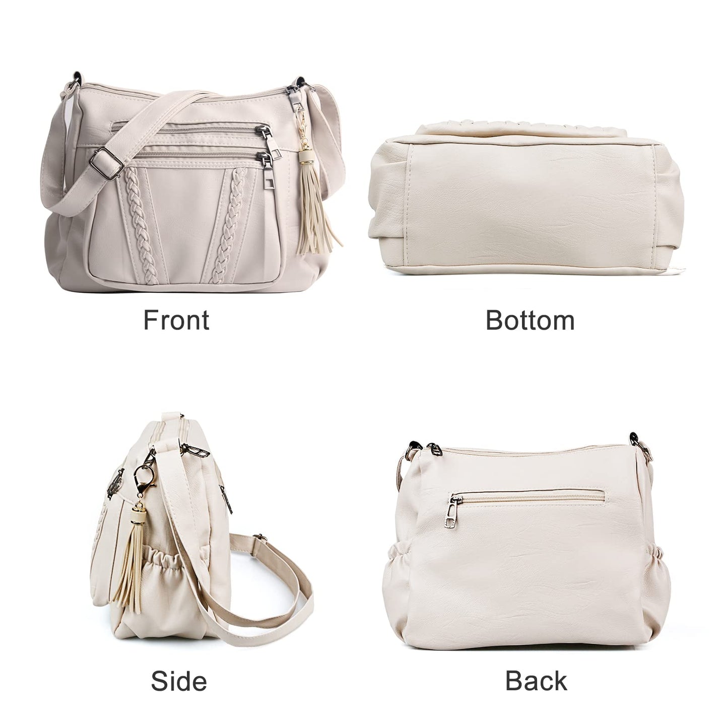 ELDA Chic Crossbody: Soft PU Leather Multi-Pocket Bag