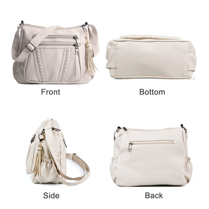 ELDA Chic Crossbody: Soft PU Leather Multi-Pocket Bag