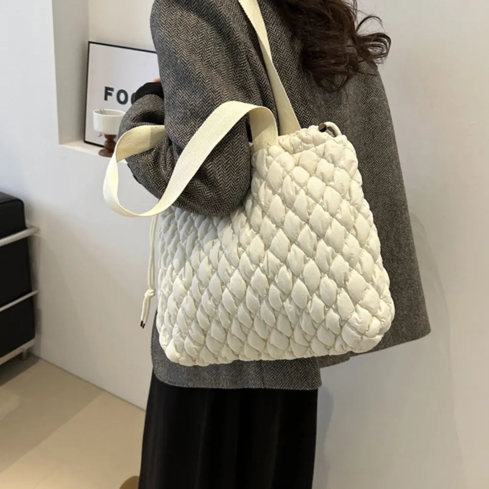 Drawstring Bubble Texture Tote Bag - Premium Tote Bag from Trendsi - Just $39.99! Shop now at Handbags Specialist Headquarter