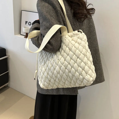 Drawstring Bubble Texture Tote Bag - Premium Tote Bag from Trendsi - Just $39.99! Shop now at Handbags Specialist Headquarter