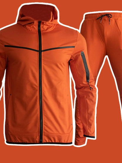 Men's Full Size Zip Up Top and Pants Set Plus Size.