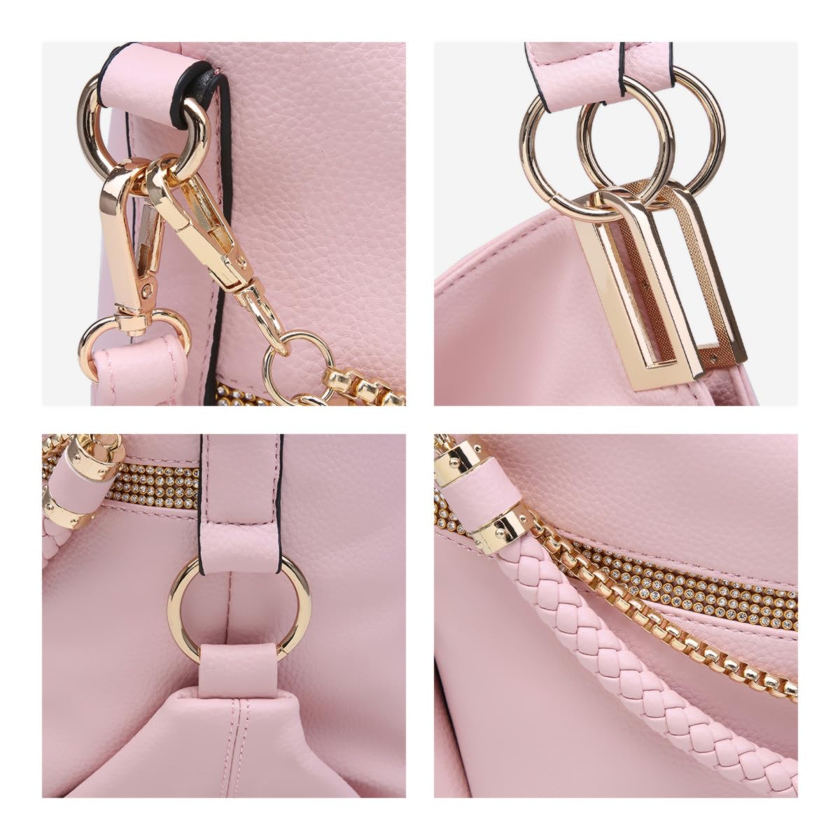 Dasein Luxe Vegan Hobo Bag with Rhinestones