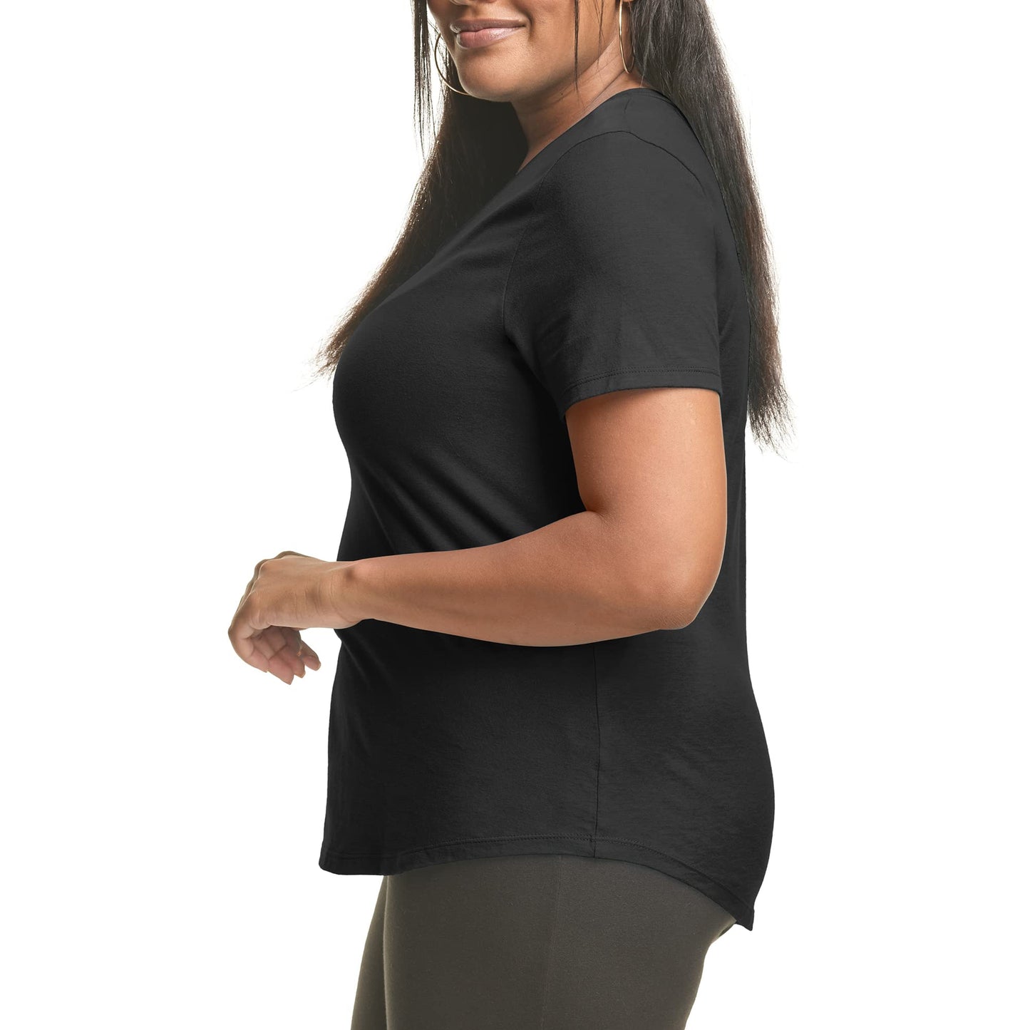 Hanes Plus Size V-Neck Cotton Tee for Women