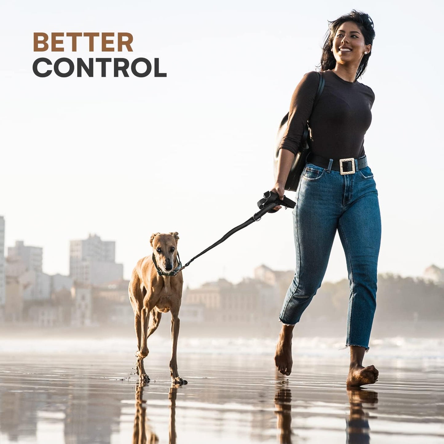 RhinoGrip Aqua: Double Handle Reflective Dog Leash