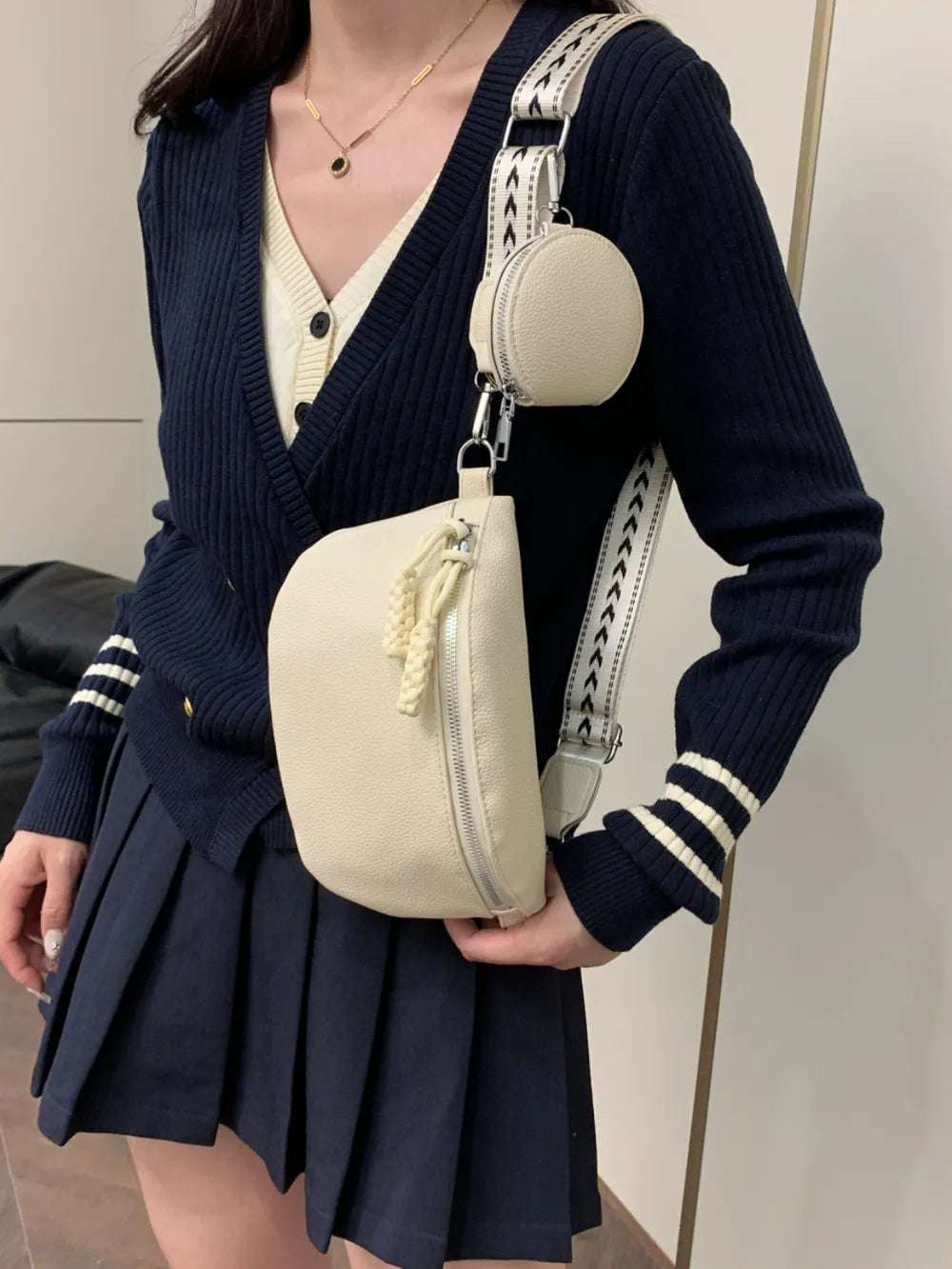 PU Leather Adjustable Strap Crossbody Bag with Coin Purse - Premium Crossbody Bag from Trendsi - Just $27.99! Shop now at Handbags Specialist Headquarter