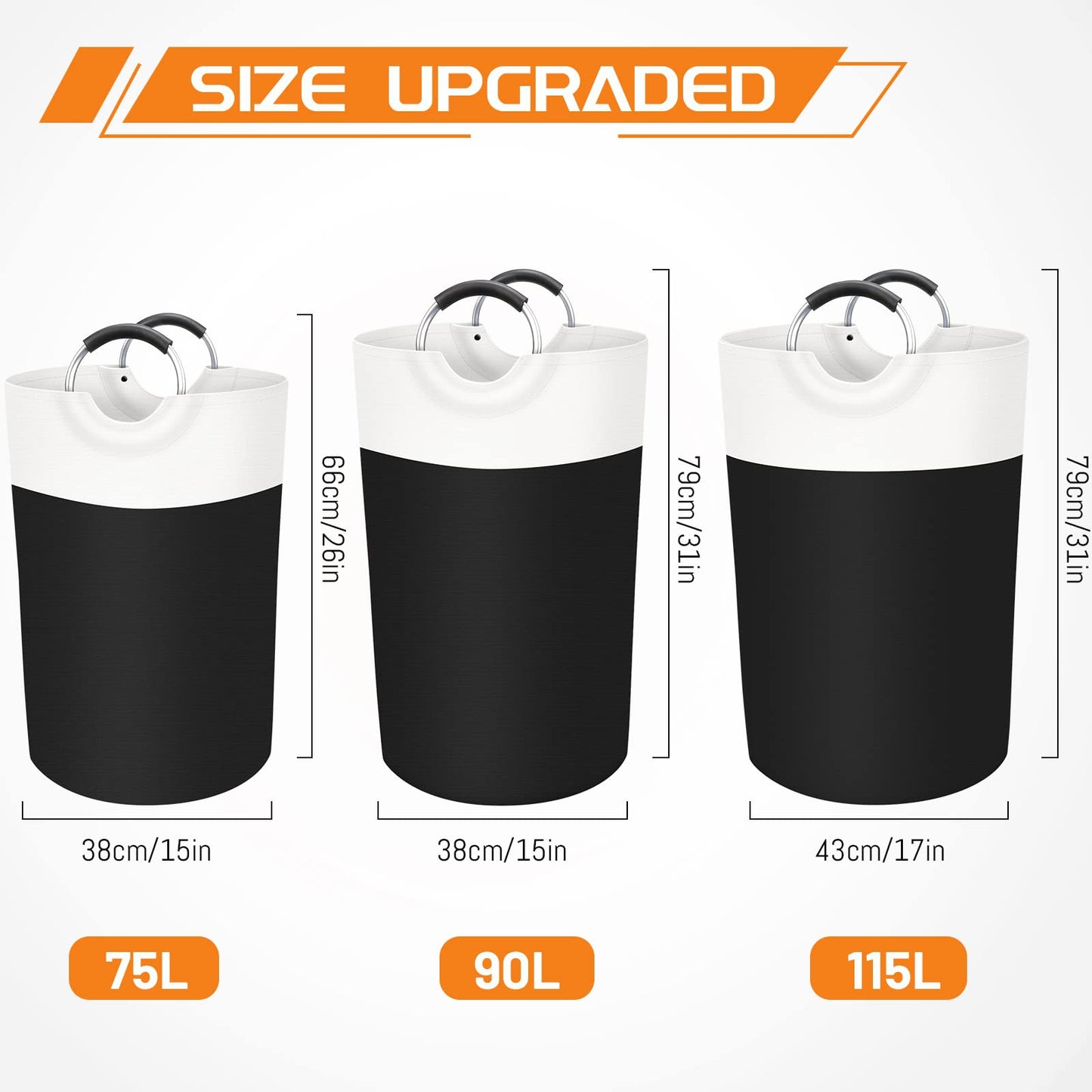 BlissTotes 90L Collapsible Laundry Hamper - Black