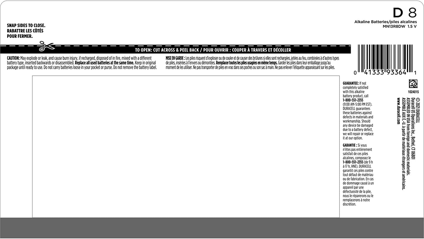 DuraPower D Batteries, 8 Pack