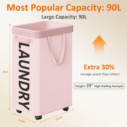 RollAway 90L Laundry Basket with Removable Bag