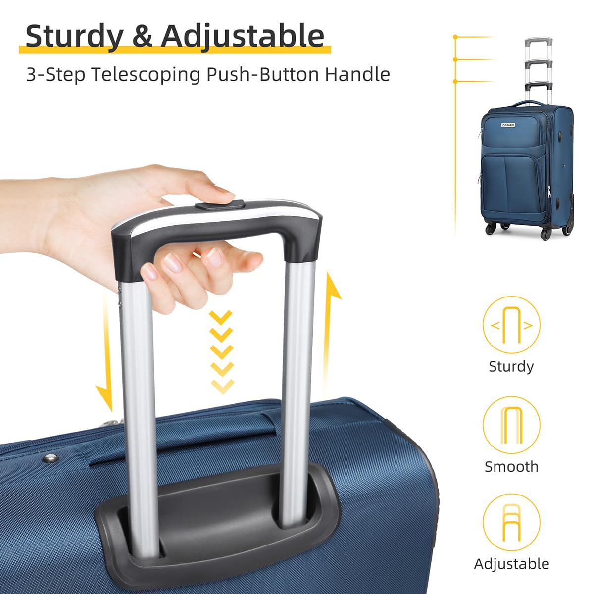 LARVENDER Expandable 5-Piece Spinner Luggage Set