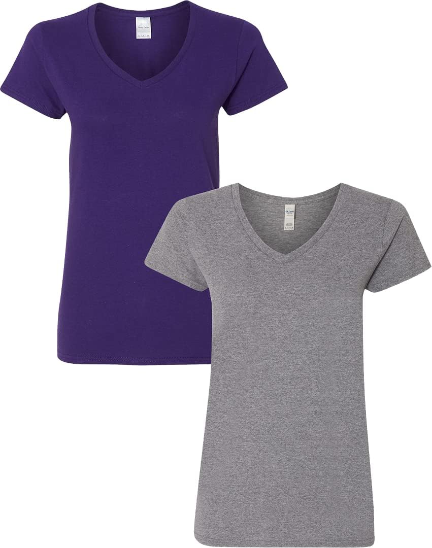 Gildan V-Neck Cotton Tee Duo for Women
