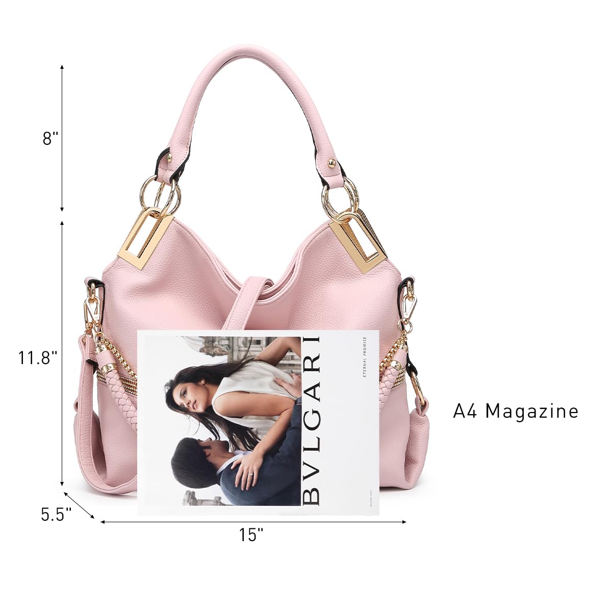 Dasein Luxe Vegan Hobo Bag with Rhinestones